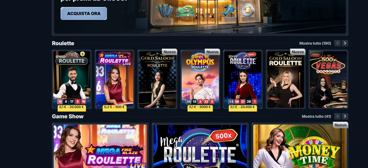 Gioca al casinò live